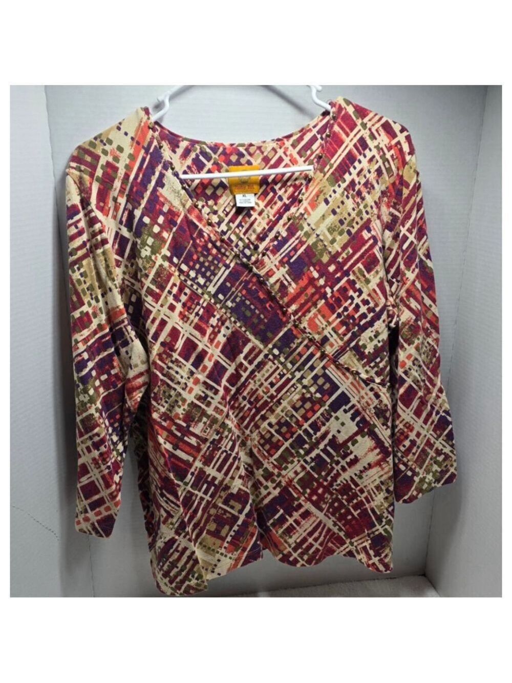 Women's Ruby Rd. XL Red Purple Abstract Tunic Top